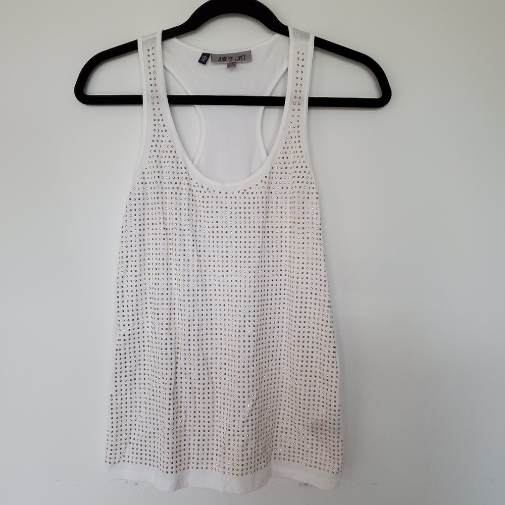 White & Gold studded tank top